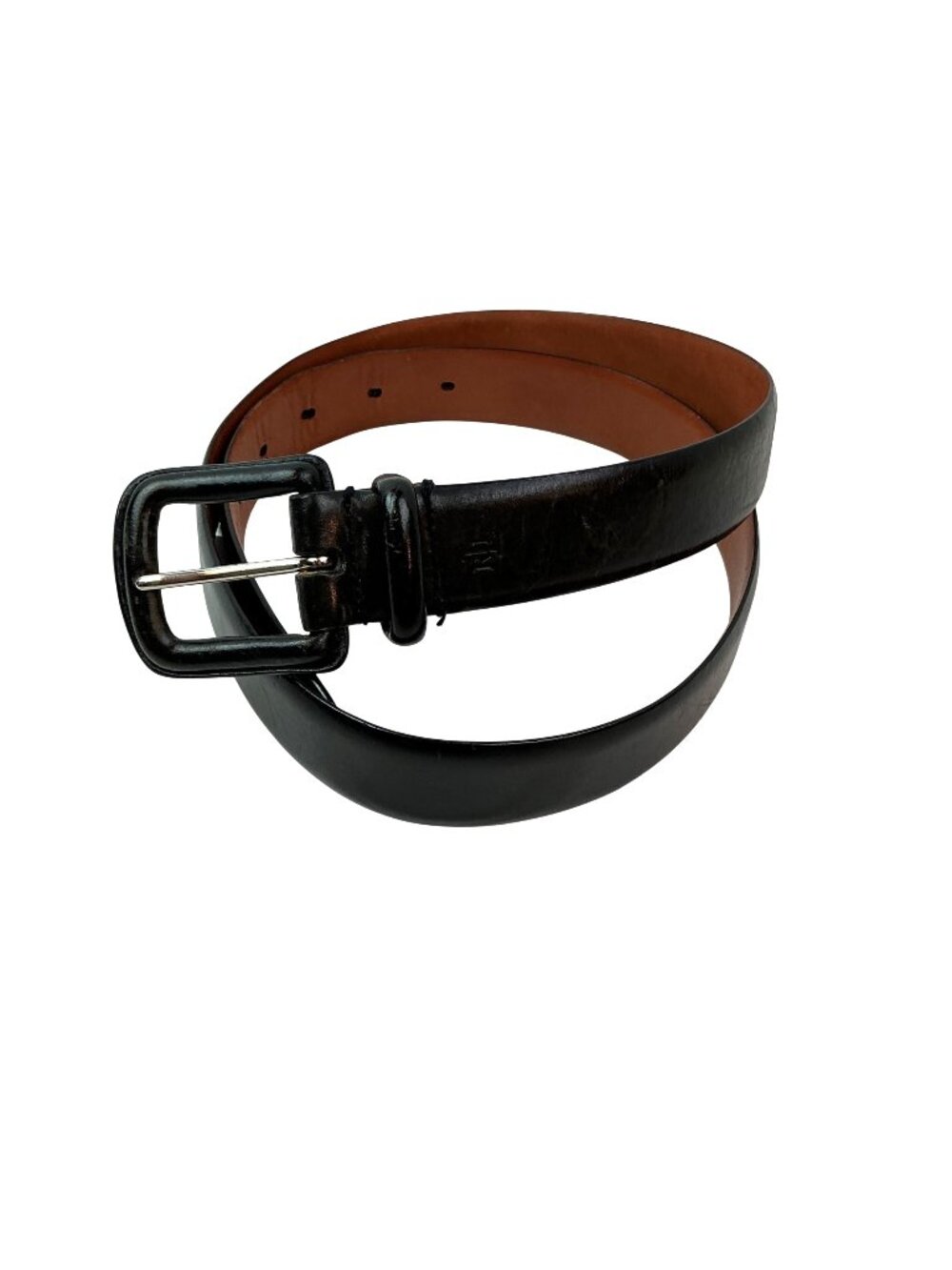 Lauren Ralph Lauren Smooth Leather Belt Leather Wrapped Buckle Womens XL Black